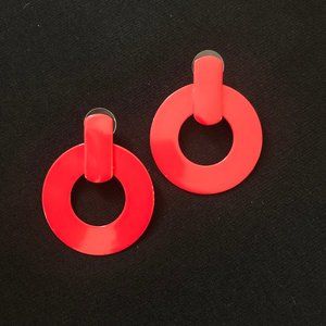 Never worn! J.Crew Red Circle Earrings